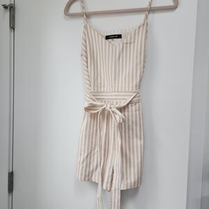 Sugarlips Beige and White Striped Romper Sz Small